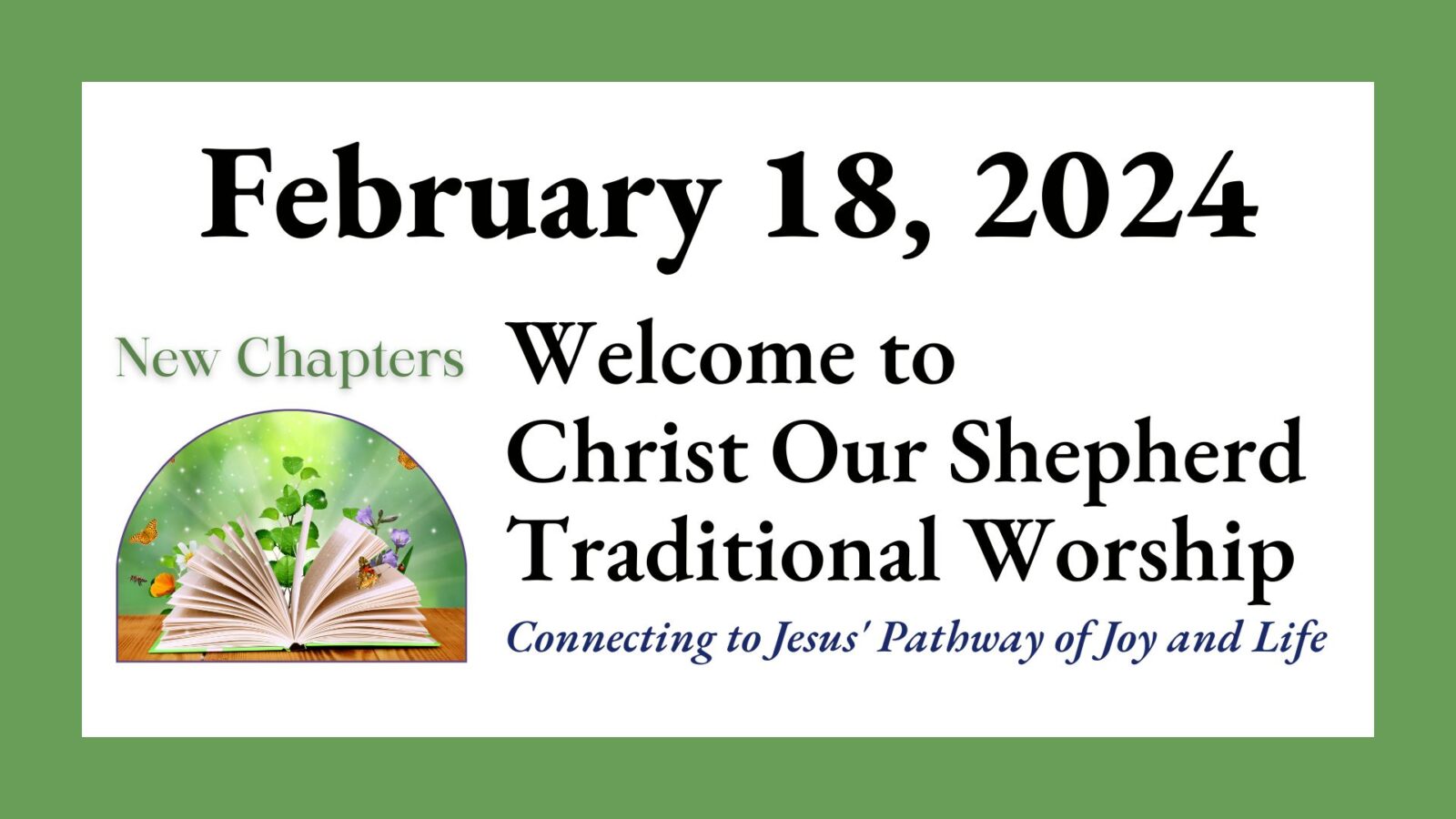 New Chapters in Vocation, February 18, 2024, Traditional