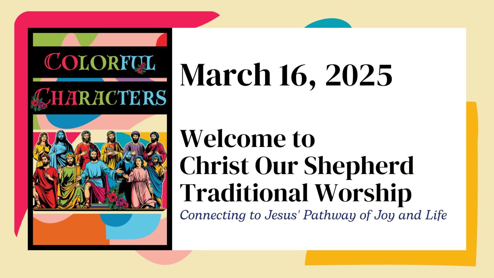 Colorful Characters: Jonah & Stubbornness, March 16, 2025, Traditional